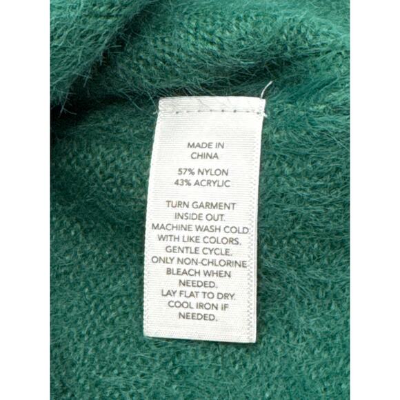 Johnny Wujek Juniors Fuzzy Knit Top XS Teal with Rhinestone Heart Accents - Picture 6 of 6